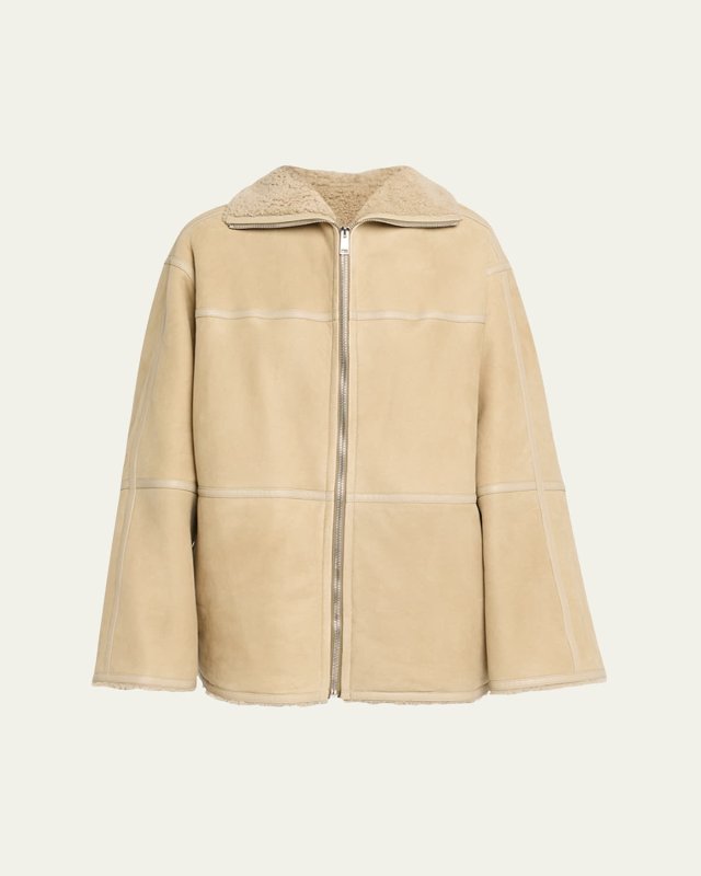 Short Suede Merino Lambskin Coat